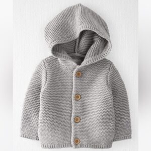 Baby Organic Cotton Signature Stitch Cardigan - Grey